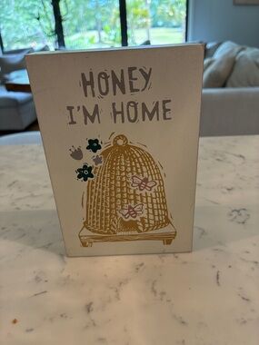 Primitives By Kathy Honey I’m Home Bee Hive Wood Block Sign Farmhouse Decor